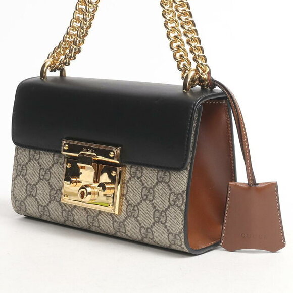 Gucci Interlock Chain Shoulder Bag Cowhide Calf Beige Brown Black - Picture 6 of 16